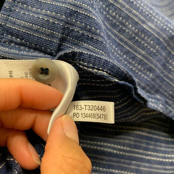 Tommy Bahama Shirt Mens M Medium Storm Blue White Isle Striped Button Up Cotton - Picture 7 of 10